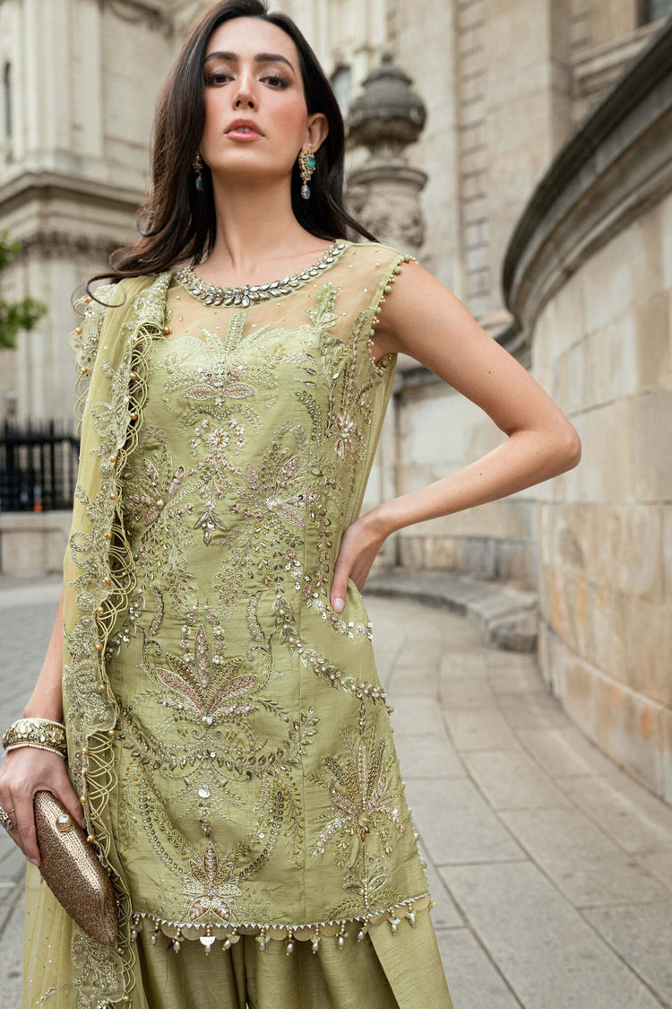 MARIA B SOIREE UNSTITCHED EMBROIDERED| D08 OLIVE GREEN