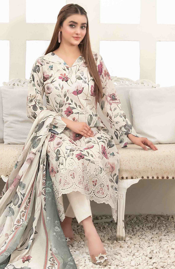 Areeba by Tawakkal Fabric Embroidered Lawn Unstitched 3 Piece Suit - D-1681