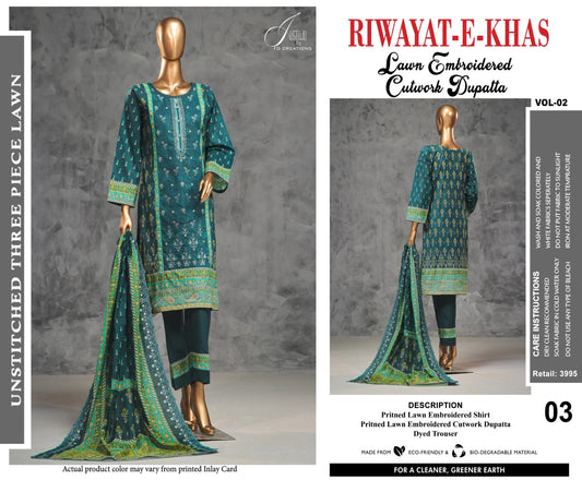 RIWAYAT -E-KHAS BY JUSTJU UN-STITCHED LAWN-DESING VL2-03