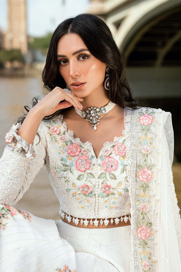 MARIA B SOIREE UNSTITCHED EMBROIDERED| D02 WHITE