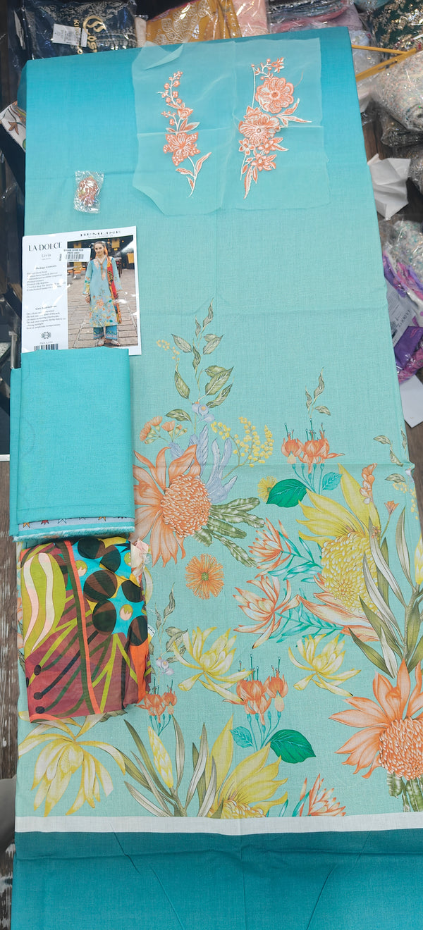 LA DOLCE BY HEMLINE UN-STITCHED 3PC | Livia