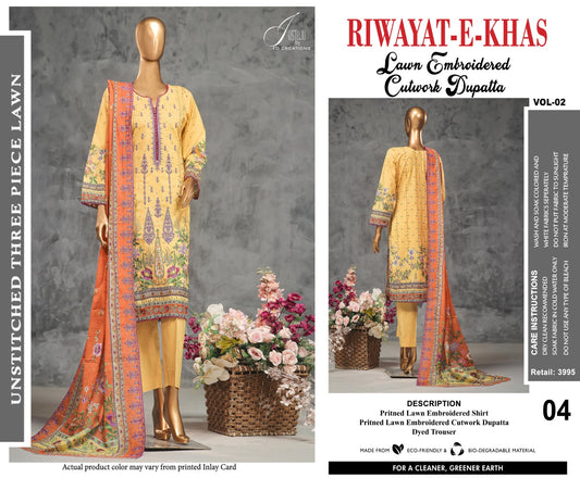 RIWAYAT -E-KHAS BY JUSTJU UN-STITCHED LAWN-DESING VL2-04