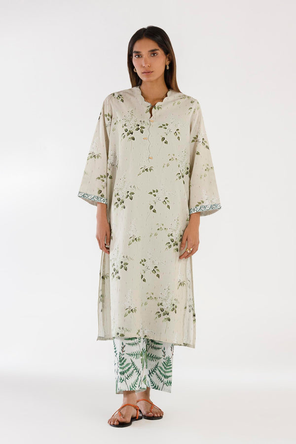 SANA SAFINAZ FESTIVE SS26BSP025P2T Stitched Printed Textured Shirt + Culotte