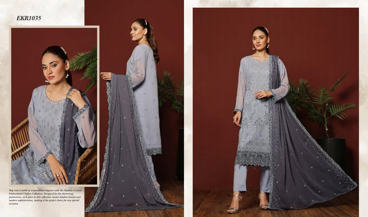 NASHWA BY BIN HAMEED SEMI-STITCHED 3PC | EKR1035