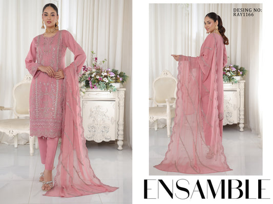 AAFRIN LUXURY CHIFFON BY BIN HAMEED SEMI-STITCHED 3PC | RAY1166