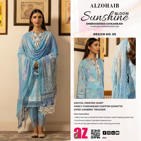 SUNSHINE BLOOM BY ALZOHAIB UN STITCHED 3PC| D-05