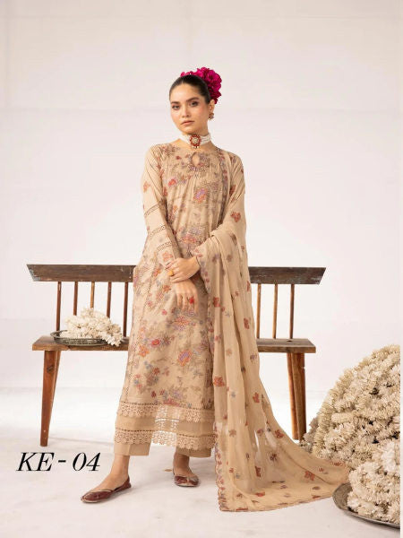 ELEGANCE BY KHOOBSURAT UN-STITCHED 3PC | KE-04