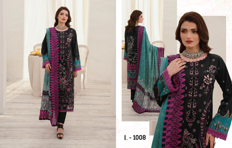 MASHAAL BY RAMSHA LUXURY LAWN-3PC | L-1008