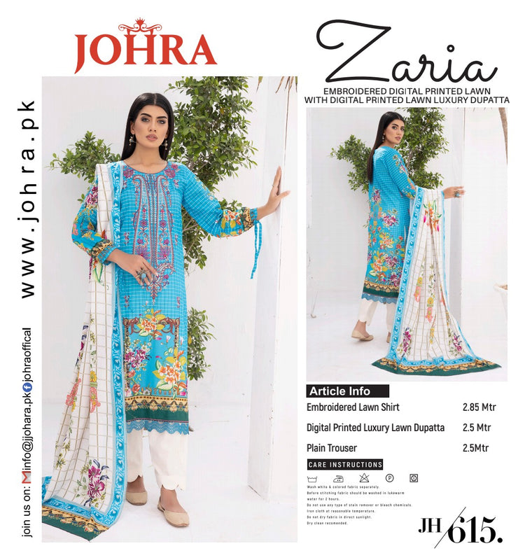 ZARIA LAWN UNSTITCHED BY JOHRA- JH-615