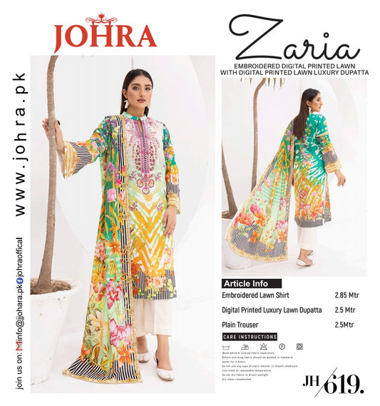 ZARIA LAWN UNSTITCHED BY JOHRA- JH-619