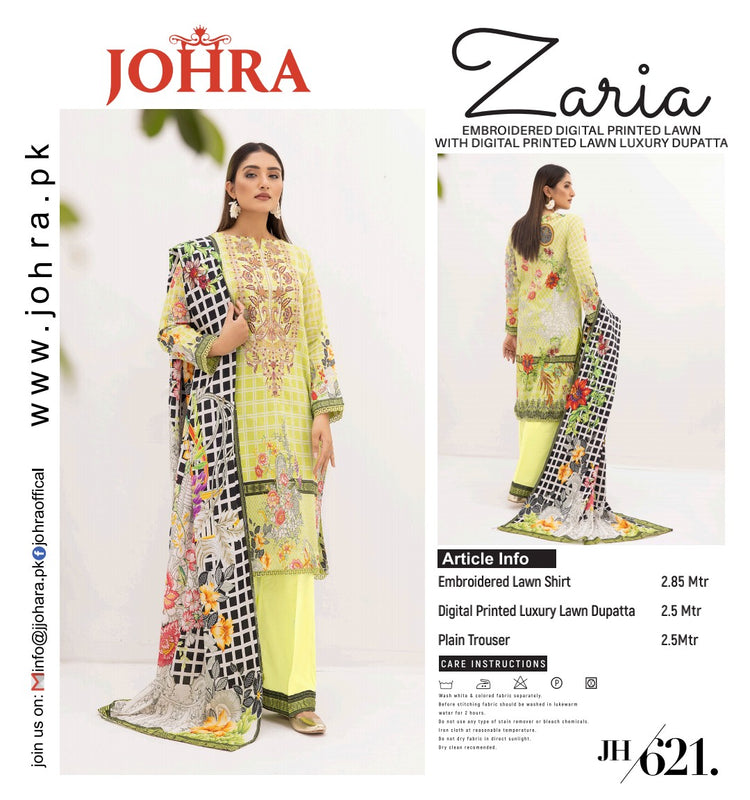 ZARIA LAWN UNSTITCHED BY JOHRA- JH-621