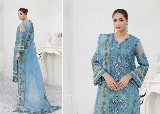 ZYRA LUXURY SEMI-STITCHED ORGANZA BY NOOR’S-01