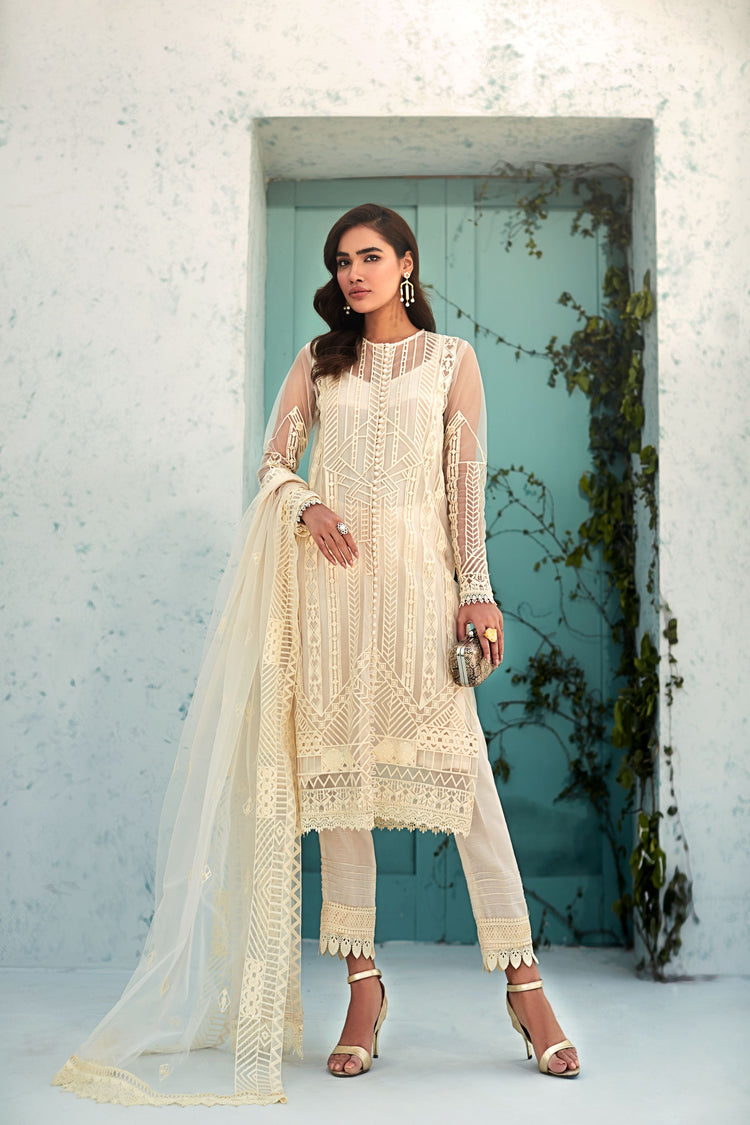 MAHPARA KHAN CHIFFON - BLANC