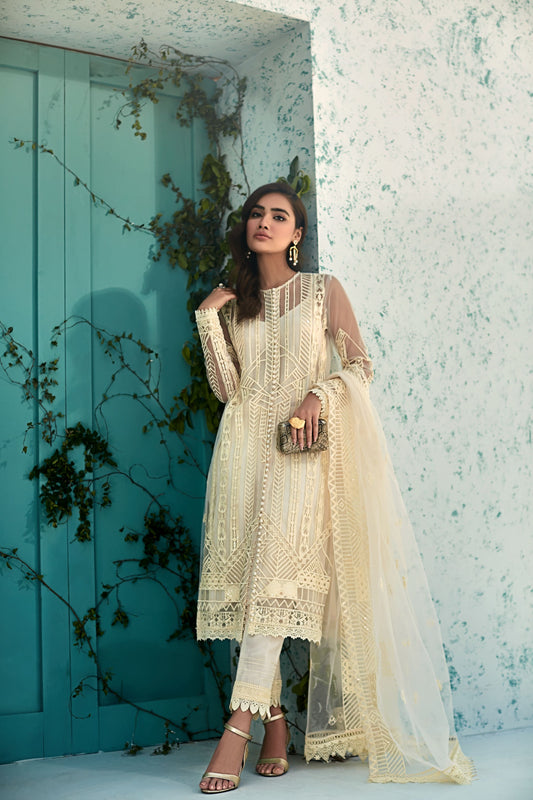 MAHPARA KHAN CHIFFON - BLANC