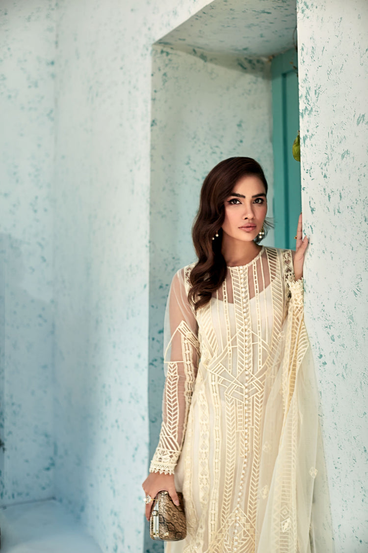 MAHPARA KHAN CHIFFON - BLANC