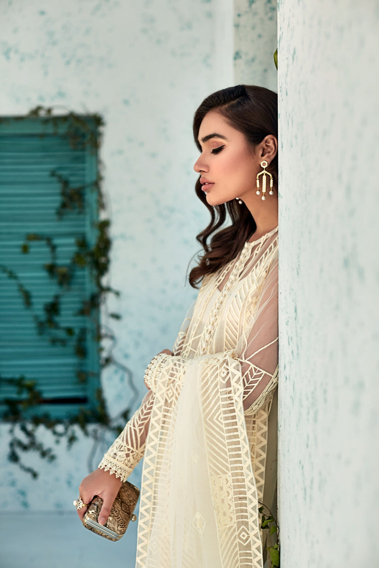 MAHPARA KHAN CHIFFON - BLANC