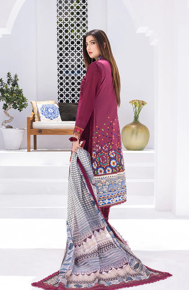 RUNGKARI EMBROIDERED LAWN UN-STITCHED 3PC BY MAHIYMAAN - A04