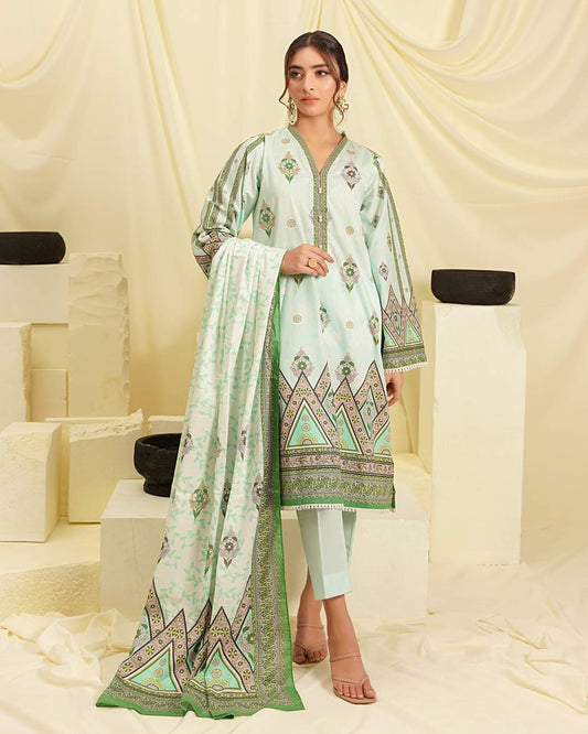 Shirt Dupatta - Mint Green A - Cambric Suit-2pc