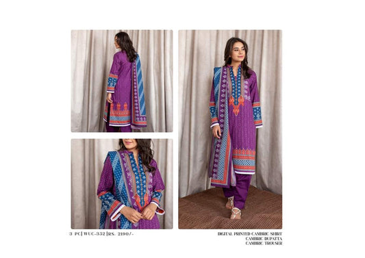 Shirt Shalwar Dupatta - Eminence Purple - Cambric Suit-3pc