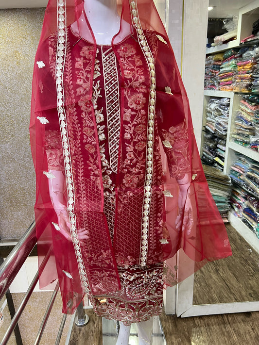 AGHA NOOR REPLICA STITCHED- 07 RED