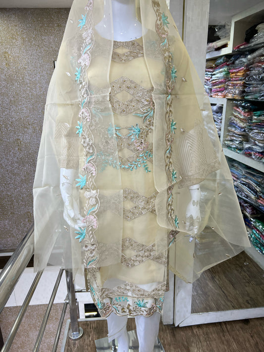 AGHA NOOR REPLICA STITCHED- 14 BEIGE