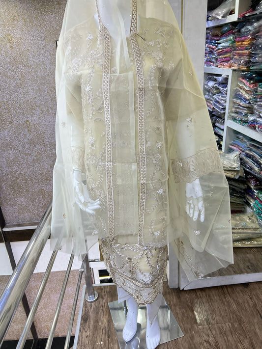 AGHA NOOR REPLICA STITCHED- 16 BEIGE