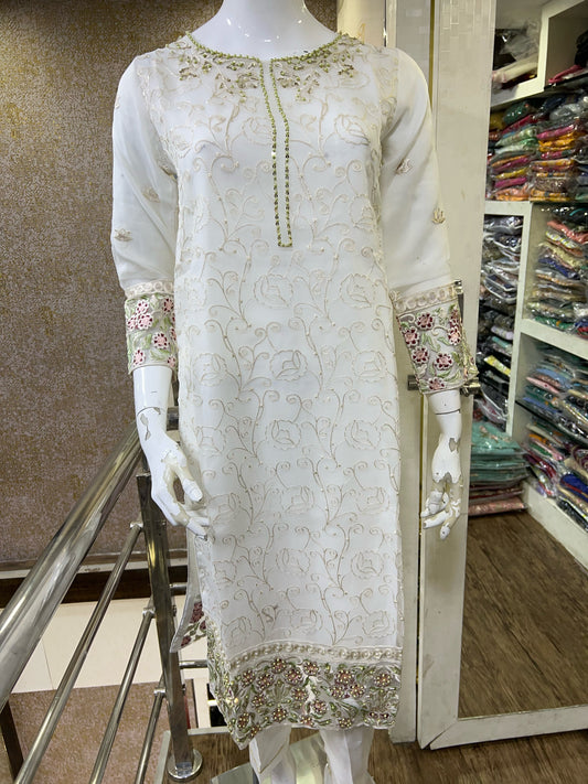 AGHA NOOR REPLICA STITCHED- 04 WHITE